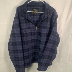John Wayne Wooly Fleece 1/4 Zip Pullover Shirt Blue Plaid Sz XX-Large
